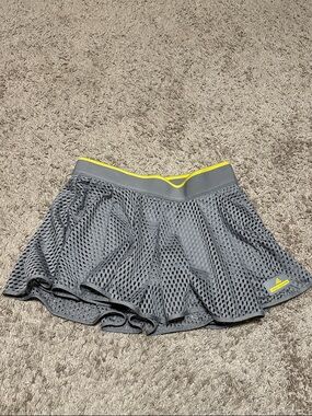 Adidas by Stella McCartney Wimbledon Gray Mesh Skort with Yellow Trim